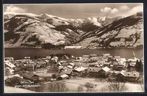 AK Zell am See, Ortsansicht gegen den Hundstein