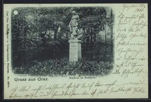 Mondschein-AK Graz, Waldlilie im Stadtpark