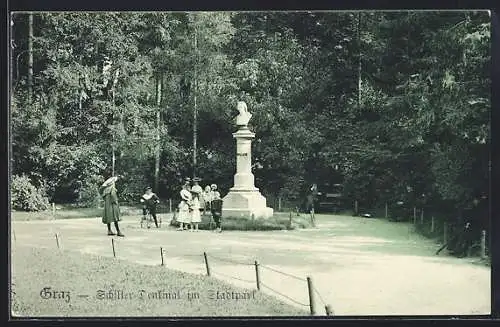 AK Graz, Schiller-Denkmal im Stadtpark