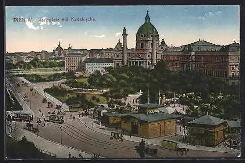 AK Wien, Karlsplatz mit Karlskirche