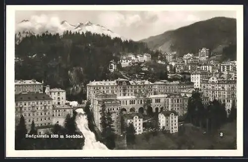 AK Badgastein, Stadtansicht aus der Vogelschau