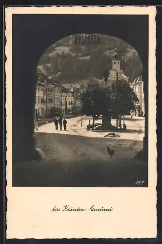 AK Gmünd in Kärnten, Hauptplatz mit Kirche