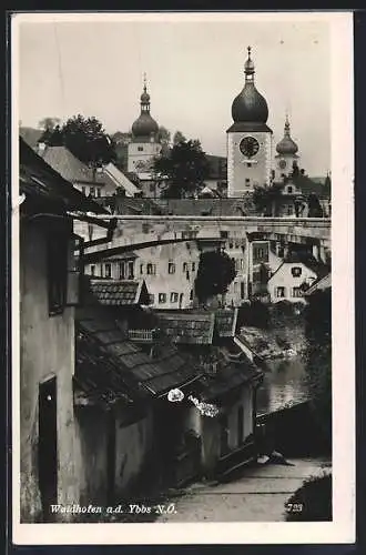 AK Waidhofen a.d. Ybbs, Ortspartie mit Kirche