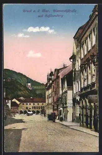 AK Bruck a. d. Mur, Bismarckstrasse mit Schlossberg