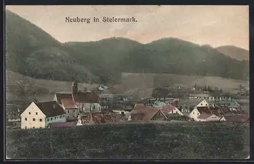 AK Neuberg /Steiermark, Gesamtansicht von einen Berg aus