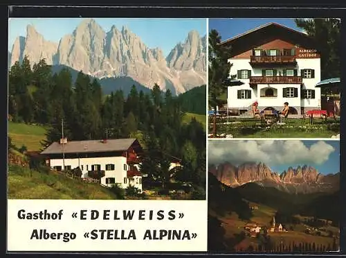 AK St. Magdalena, Gasthof Edelweiss und Ortsansicht aus der Ferne