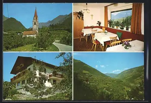 AK Kuens bei Meran, Kircheund Gästehaus Werner