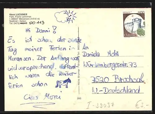 AK Meransen /Südtirol, Haus Luckner und drei Ansichten der Umgebung