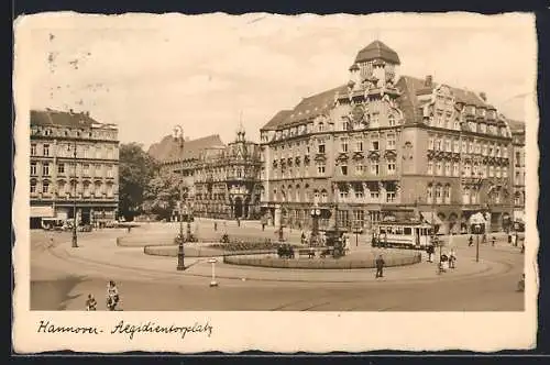 AK Hannover, Aegidientorplatz mit Strassenbahn