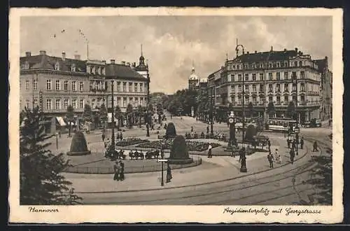 AK Hannover, Aegidientorplatz mit Georgstrasse und Strassenbahn