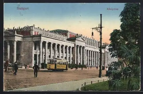 AK Stuttgart, Königsbau mit Strassenbahn