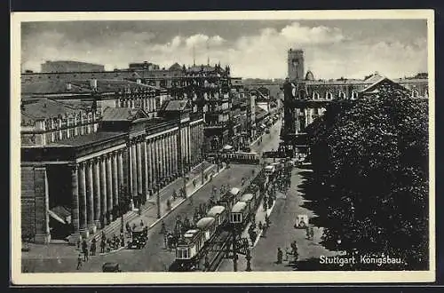 AK Stuttgart, Strassenbahnen am Königsbau