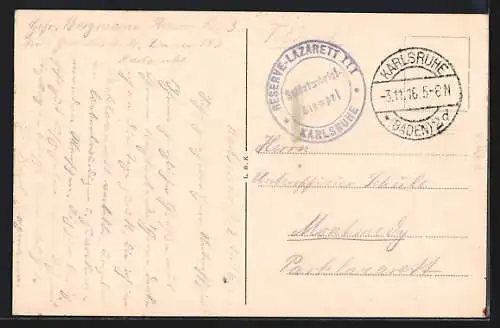 AK Karlsruhe, Bahnhofsplatz mit Strassenbahnen