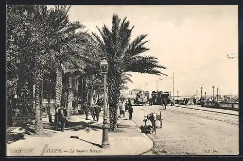 AK Alger, Le Square Bresson, Strassenbahn