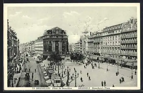 AK Bruxelles, Place de Brouckère, Strassenbahn