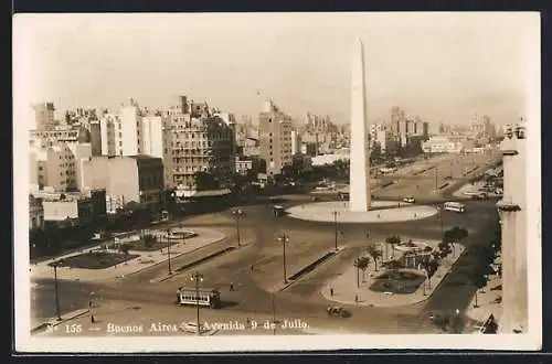 AK Buenos Aires, Avenida 9 de Julio, Strassenbahn