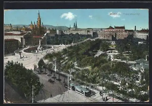 AK Wien, Franzensring mit Strassenbahnen