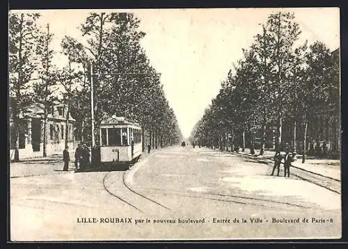 AK Lille-Roubaix, Strassenbahn, Boulevard de Paris