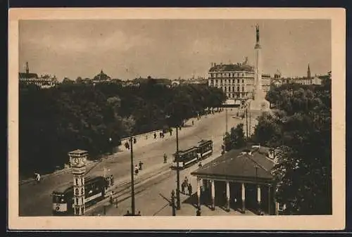 AK Riga, Strassenbahn in der Srasse