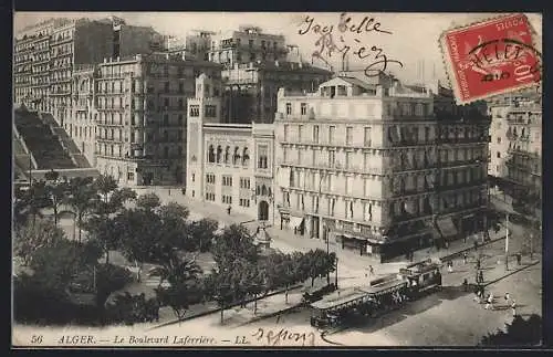 AK Alger, Le Boulevard Laferrière, Strassenbahn