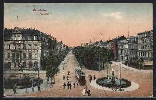 AK Mannheim, Kaiserring mit Strassenbahn