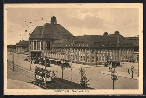 AK Dortmund, Strassenbahn am Hauptbahnhof