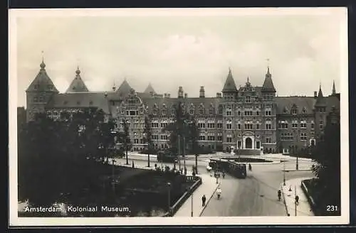 AK Amsterdam, Koloniaal Museum, Strassenbahn