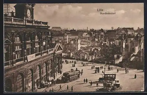 AK Lille, Strassenbahn am Nordbahnhof