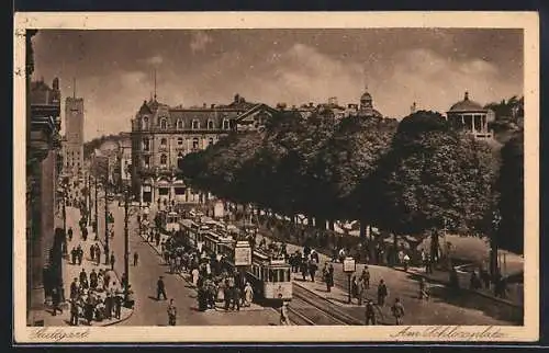 AK Stuttgart, Strassenbahnen am Schlossplatz