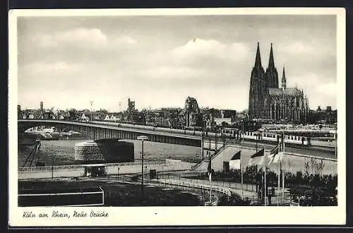 AK Köln am Rhein, Neue Brücke mit Strassenbahn