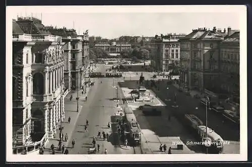 AK Wien, Partie am Schwarzenbergplatz, Strassenbahn