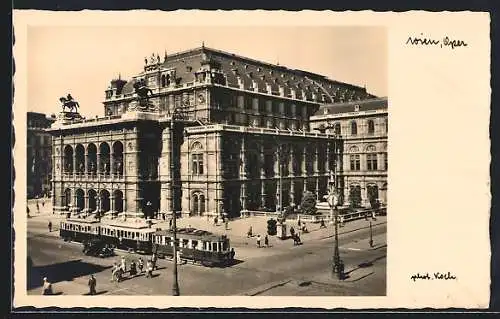 AK Wien, Strassenbahn an der Oper