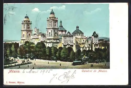 AK Mèxico, Catedral und Strassenbahn