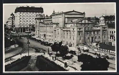 AK Beograd, Strassenpartie mit Strassenbahn