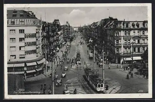 AK Köln, Der Hohenzollernring mit Strassenbahn