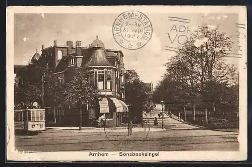 AK Arnhem, Sonsbeeksingel, Strassenbahn