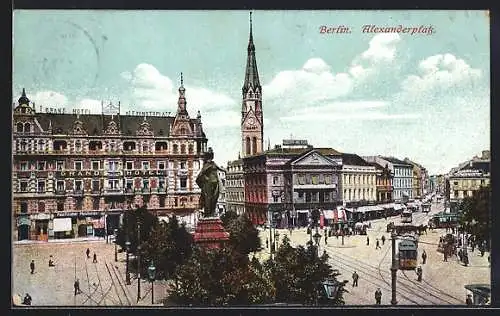 AK Berlin, Alexanderplatz mit Strassenbahn