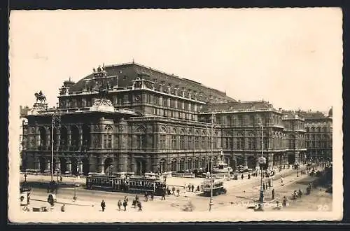 AK Wien, Strassenbahn am Opernhaus