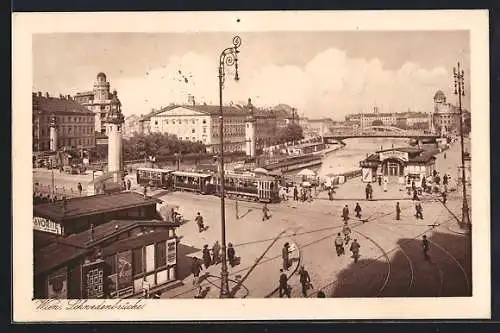 AK Wien, Schwedenbrücke mit Strassenbahn