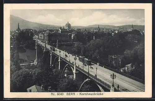 AK Bern, Strassenbahn auf der Kornhausbrücke