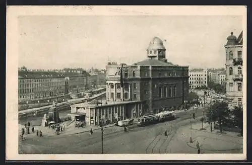 AK Wien, Strassenbahn vor der Urania