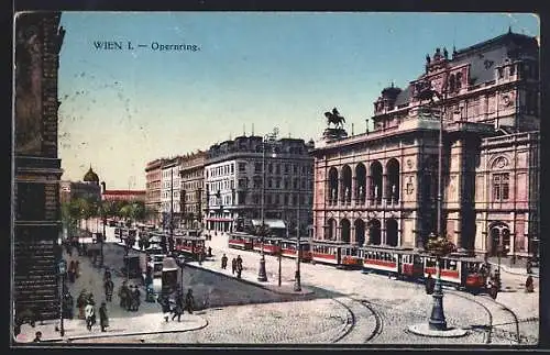 AK Wien I., Opernring, Strassenbahnen