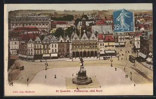 AK St. Quentin, Panorama, cotè Nord, Strassenbahn