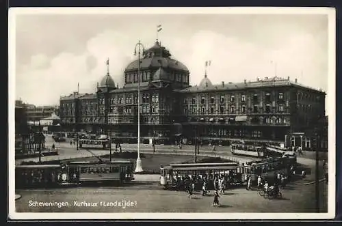 AK Scheveningen, Strassenbahnen am Kurhaus