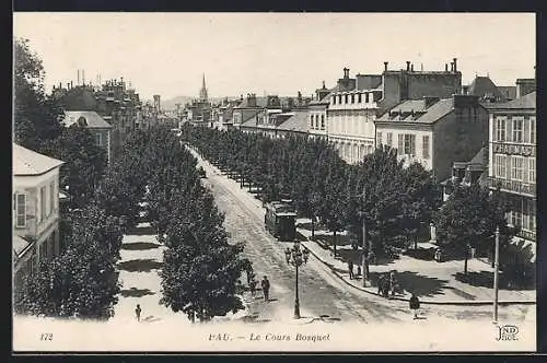 AK Pau, Le Cours Bosquet, Strassenbahn