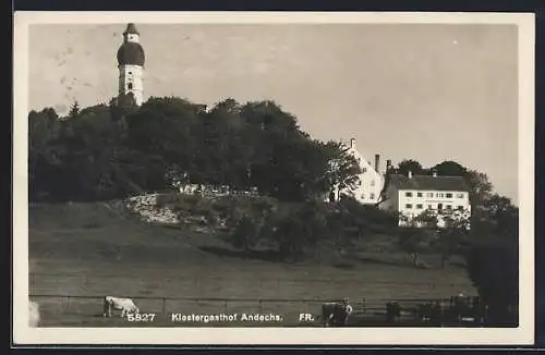 AK Andechs, Klostergasthof und Turm