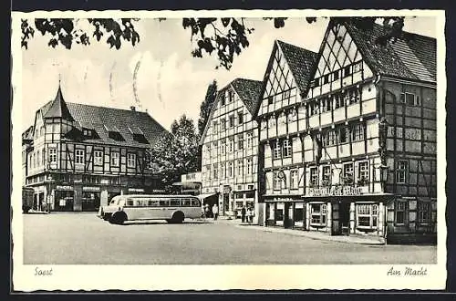 AK Soest, Markt mit Fachwerkhäusern, Apotheke