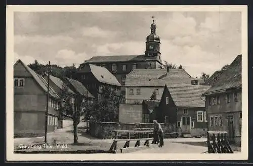 AK Geraberg /Thür. Wald, Ortspartie mit Kirche