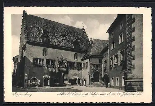 AK Regensburg, Altes Rathaus mit Erker aus dem 14. Jahrhundert