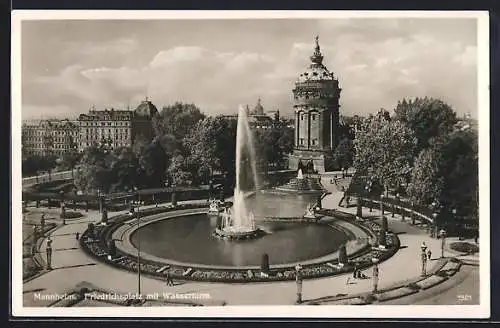 AK Mannheim, Friedrichsplatz mit Wasserturm